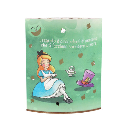 Lampada da compagnia in carta, Alice nel paese delle Meraviglie. Altezza 16 cm