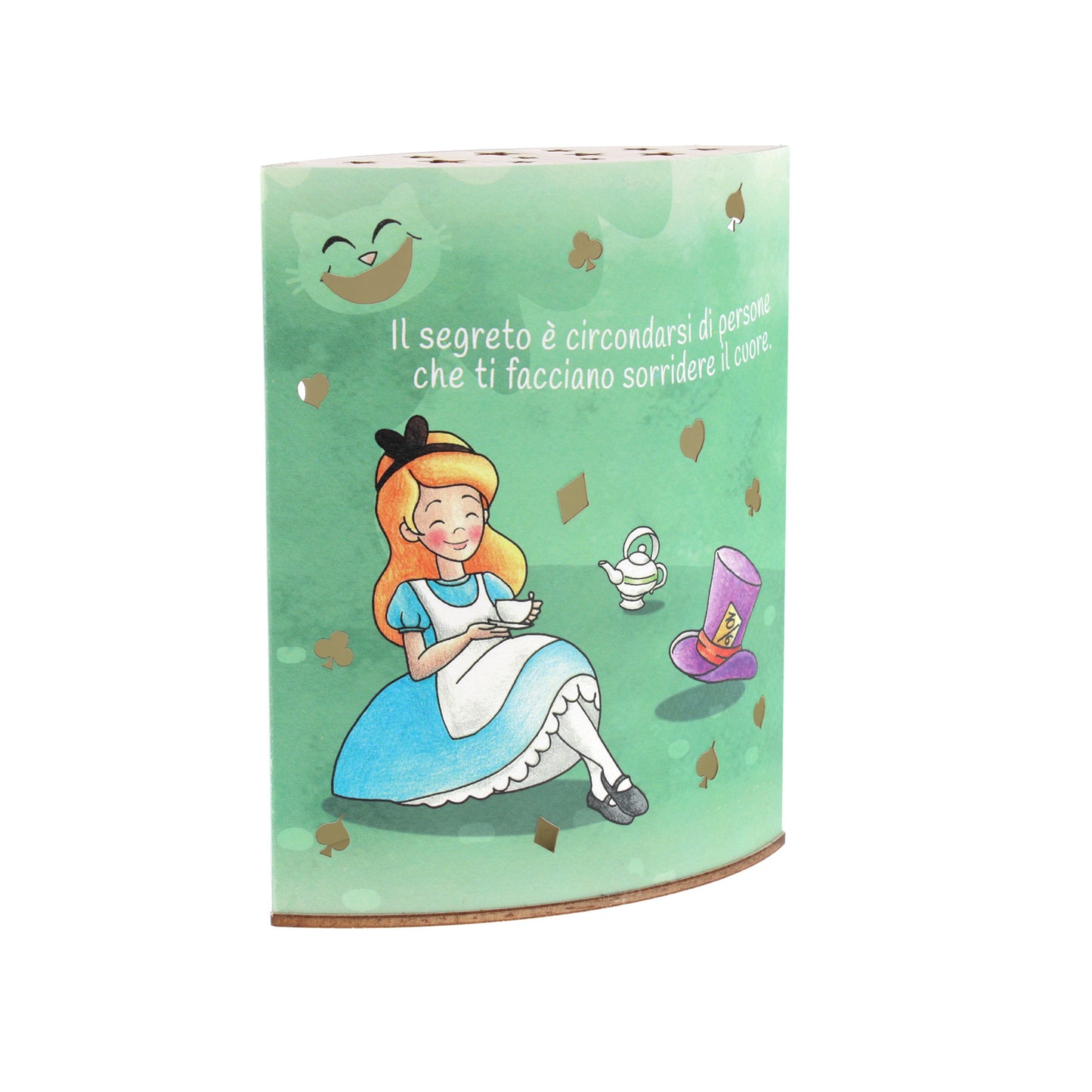 Lampada da compagnia in carta, Alice nel paese delle Meraviglie. Altezza 16 cm