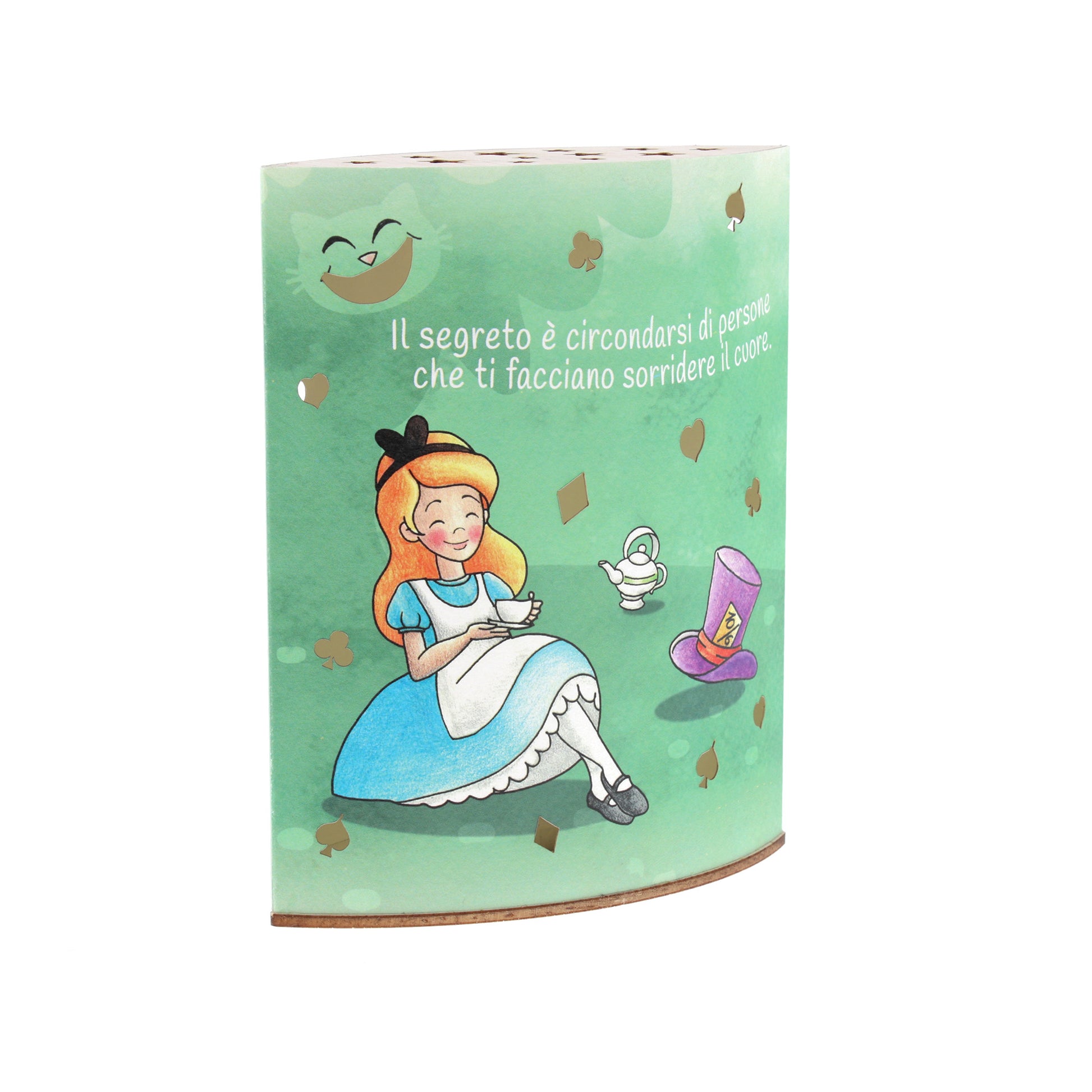 Lampada da compagnia in carta, Alice nel paese delle Meraviglie. Altezza 16 cm