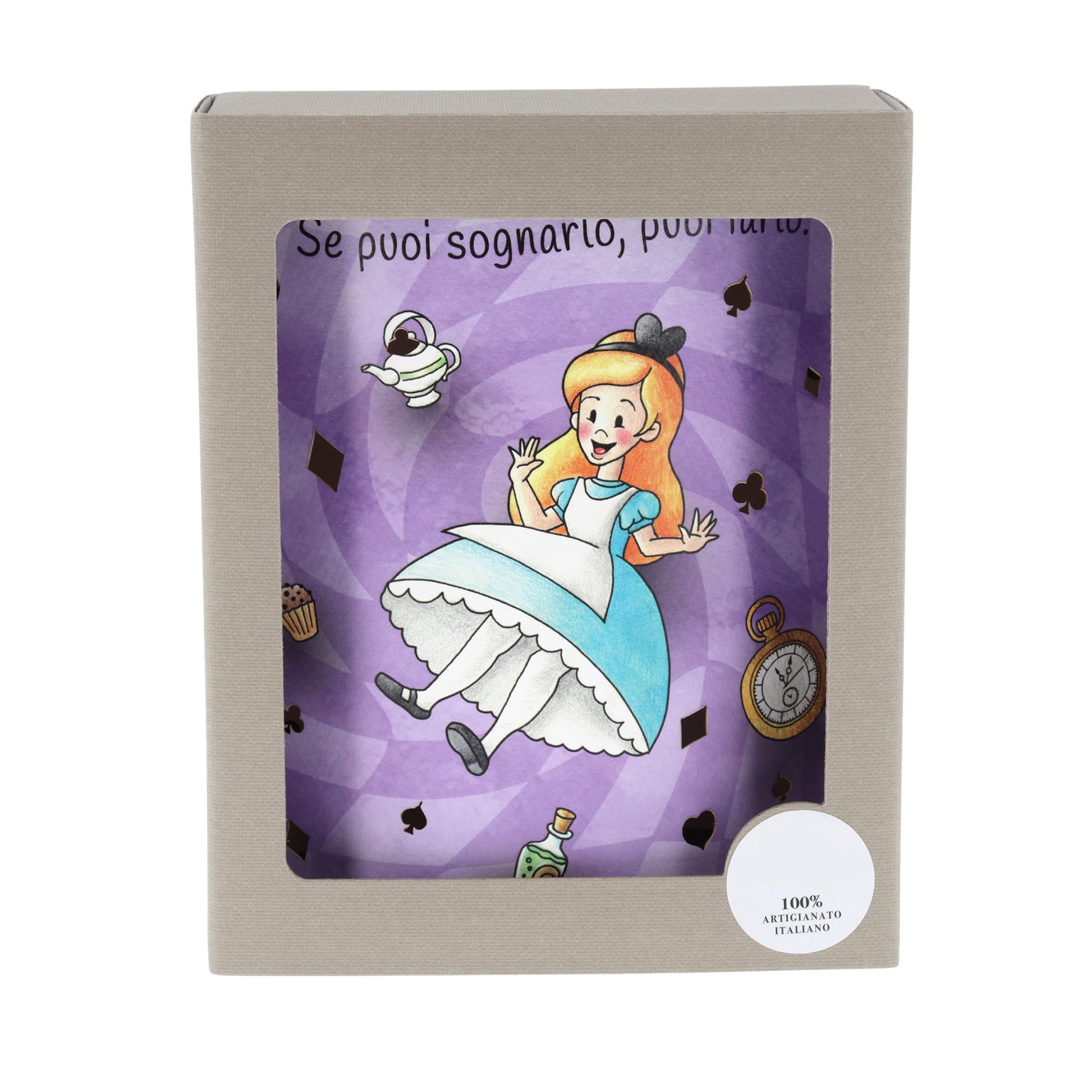 Lampada da compagnia in carta, Alice nel paese delle Meraviglie. Altezza 16 cm