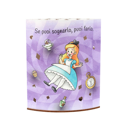 Lampada da compagnia in carta, Alice nel paese delle Meraviglie. Altezza 16 cm