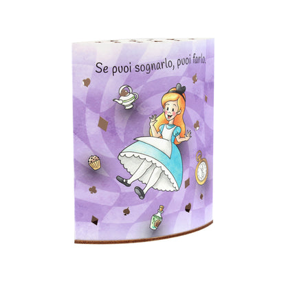 Lampada da compagnia in carta, Alice nel paese delle Meraviglie. Altezza 16 cm