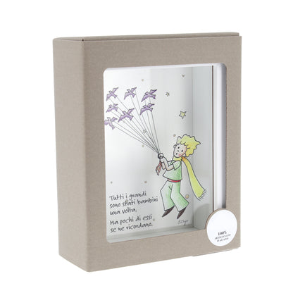 Salvadanaio in legno e plexiglass, Piccolo Principe. Dimensioni 12,5x16 cm
