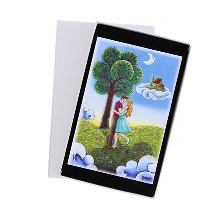 Quadro in legno con dettagli argentati soggetto Il bacio. Dimensioni 10x15 cm