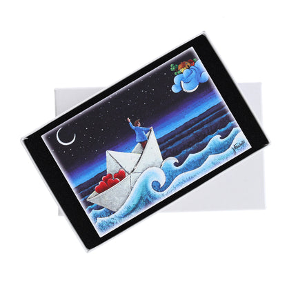 Quadro in legno con dettagli argentati soggetto Carico d'Amore. Dimensioni 15x10 cm