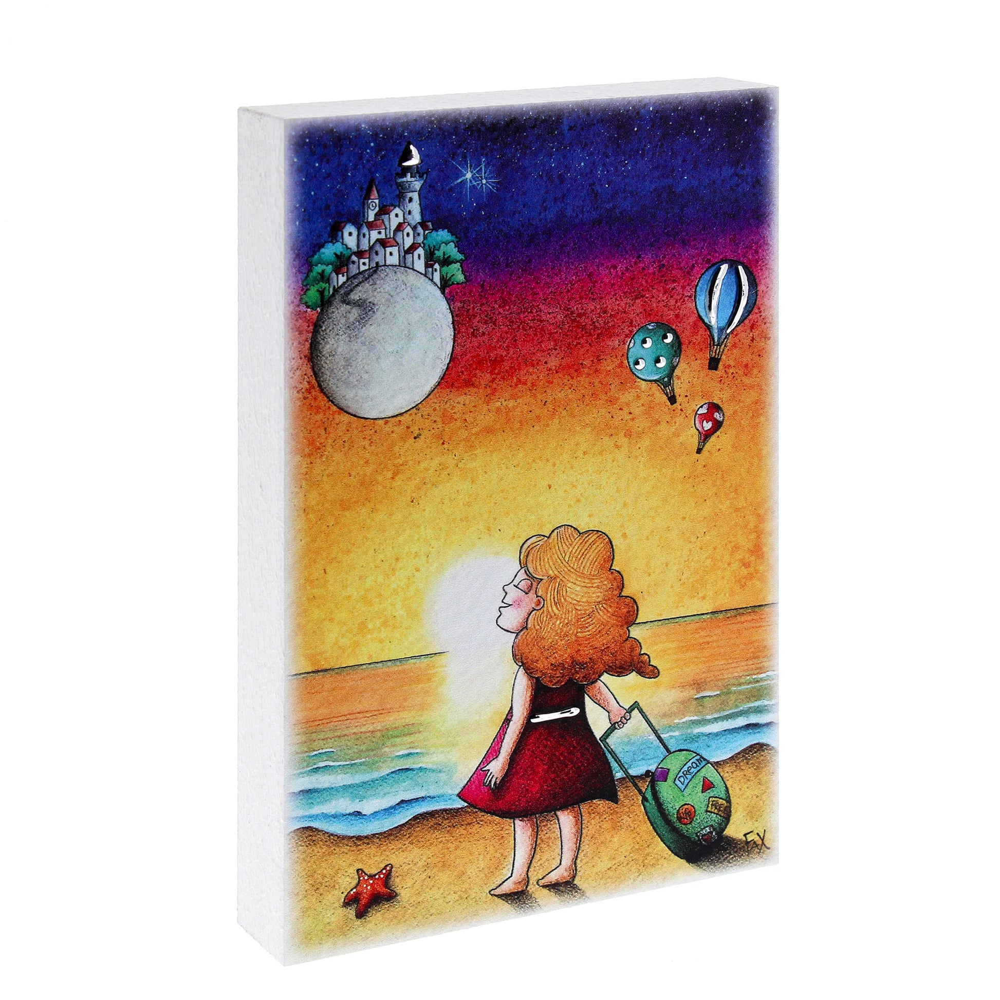 Quadro in legno con dettagli argentati soggetto Buona vita. Dimensioni 10x15 cm