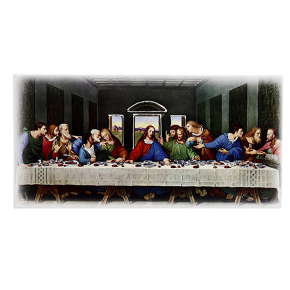 Quadro Ultima Cena in legno con dettagli argentati. Dimensioni 16x8 cm