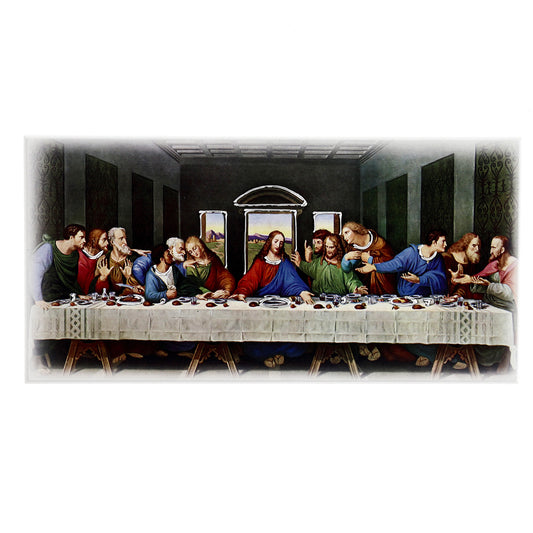 Quadro Ultima Cena in legno con dettagli argentati. Dimensioni 16x8 cm