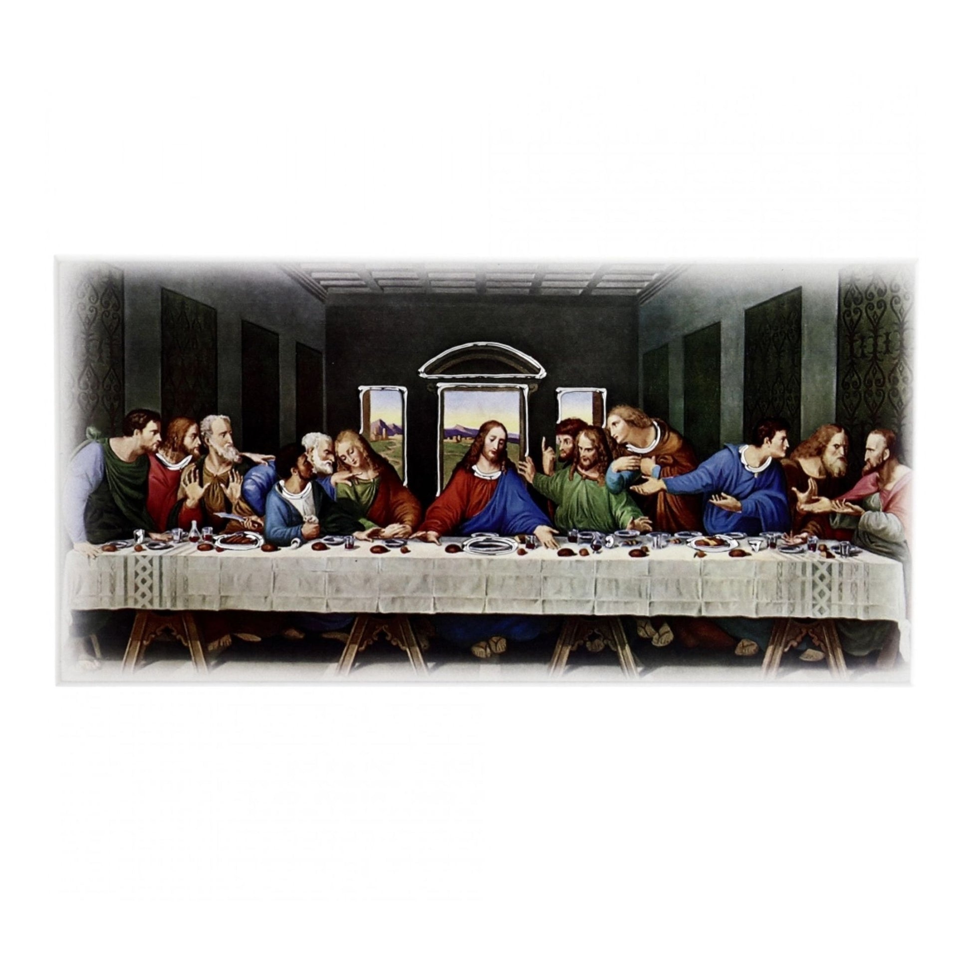 Quadro Ultima Cena in legno con dettagli argentati. Dimensioni 21X10,5 cm