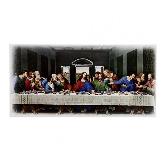 Quadro Ultima Cena in legno con dettagli argentati. Dimensioni 21X10,5 cm