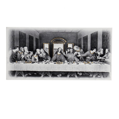 Quadro Ultima Cena in legno con dettagli dorati. Dimensioni 16x8 cm