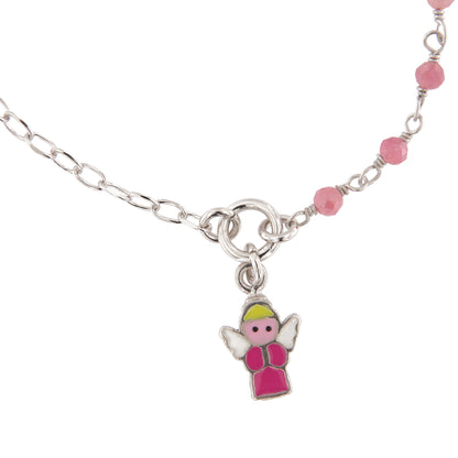 Braccialetto in argento 925 con elementi smaltati e angioletto. Lunghezza 16,7 cm