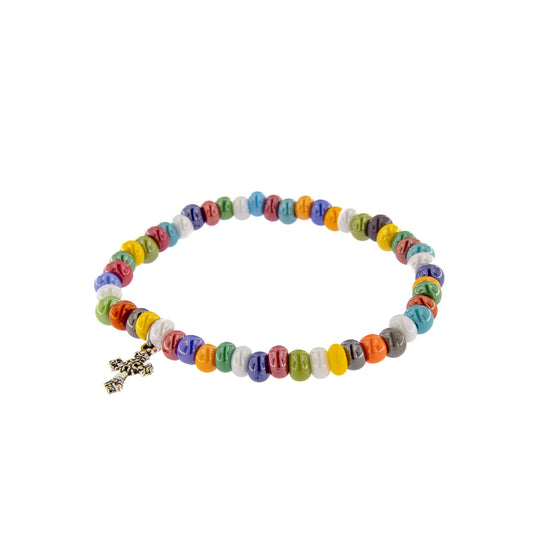 Bracciale elastico in vetro di Murano multicolore