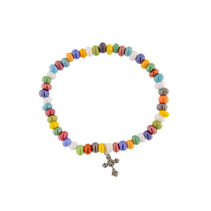 Bracciale elastico in vetro di Murano multicolore