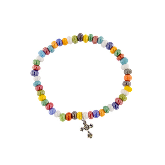 Bracciale elastico in vetro di Murano multicolore