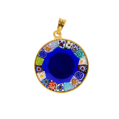 Ciondolo Murrina Madonna con bambino, argento 925 e vetro di Murano. Diametro 2,3 cm