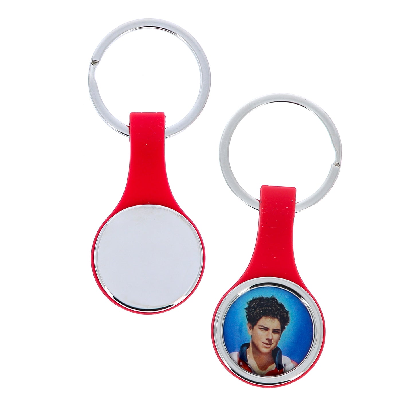 Portachiavi in silicone e metallo Carlo Acutis. Altezza 8,5 cm