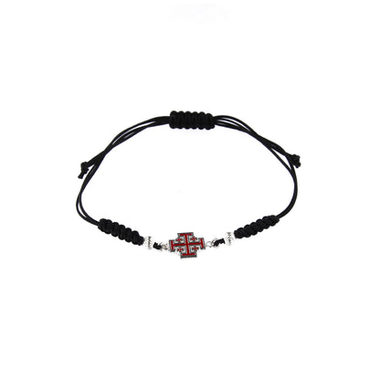 Bracciale in sagola Croce Gerusalemme smaltata in argento 925