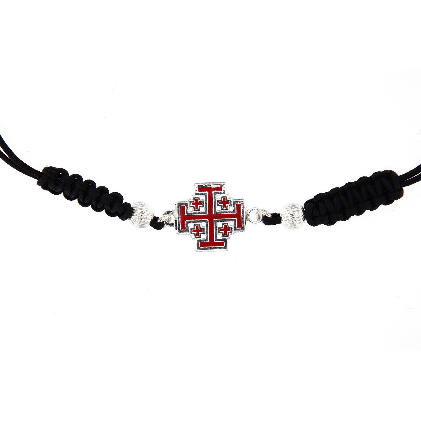 Bracciale in sagola Croce Gerusalemme smaltata in argento 925