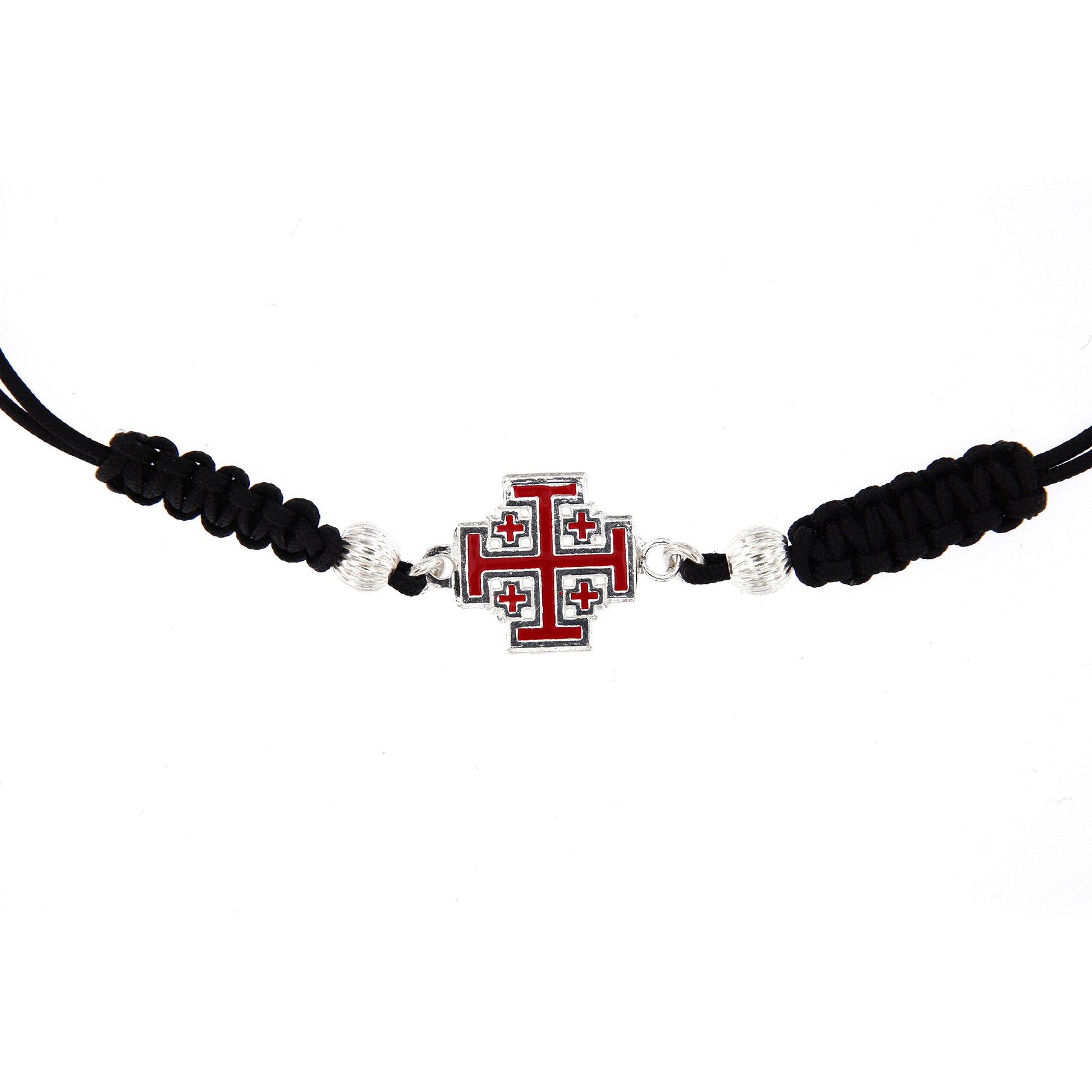 Bracciale in sagola Croce Gerusalemme smaltata in argento 925