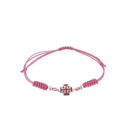 Bracciale in sagola Croce Gerusalemme smaltata in argento 925