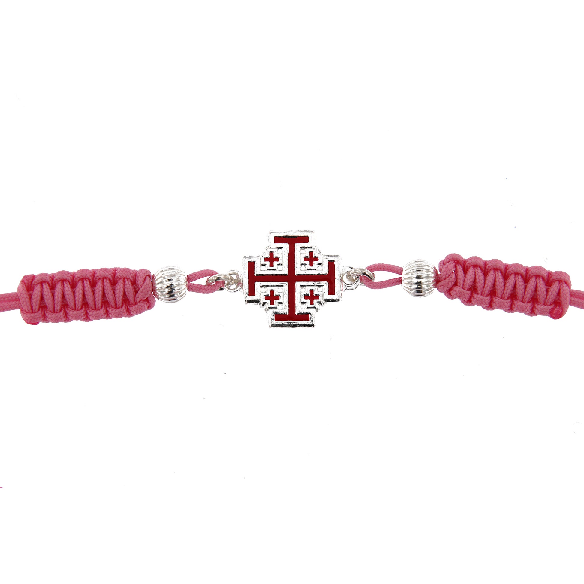 Bracciale in sagola Croce Gerusalemme smaltata in argento 925