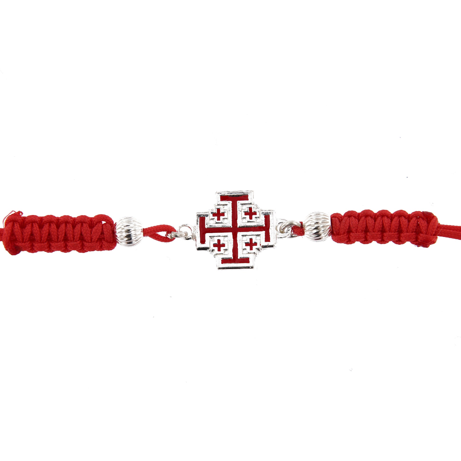 Bracciale in sagola Croce Gerusalemme smaltata in argento 925