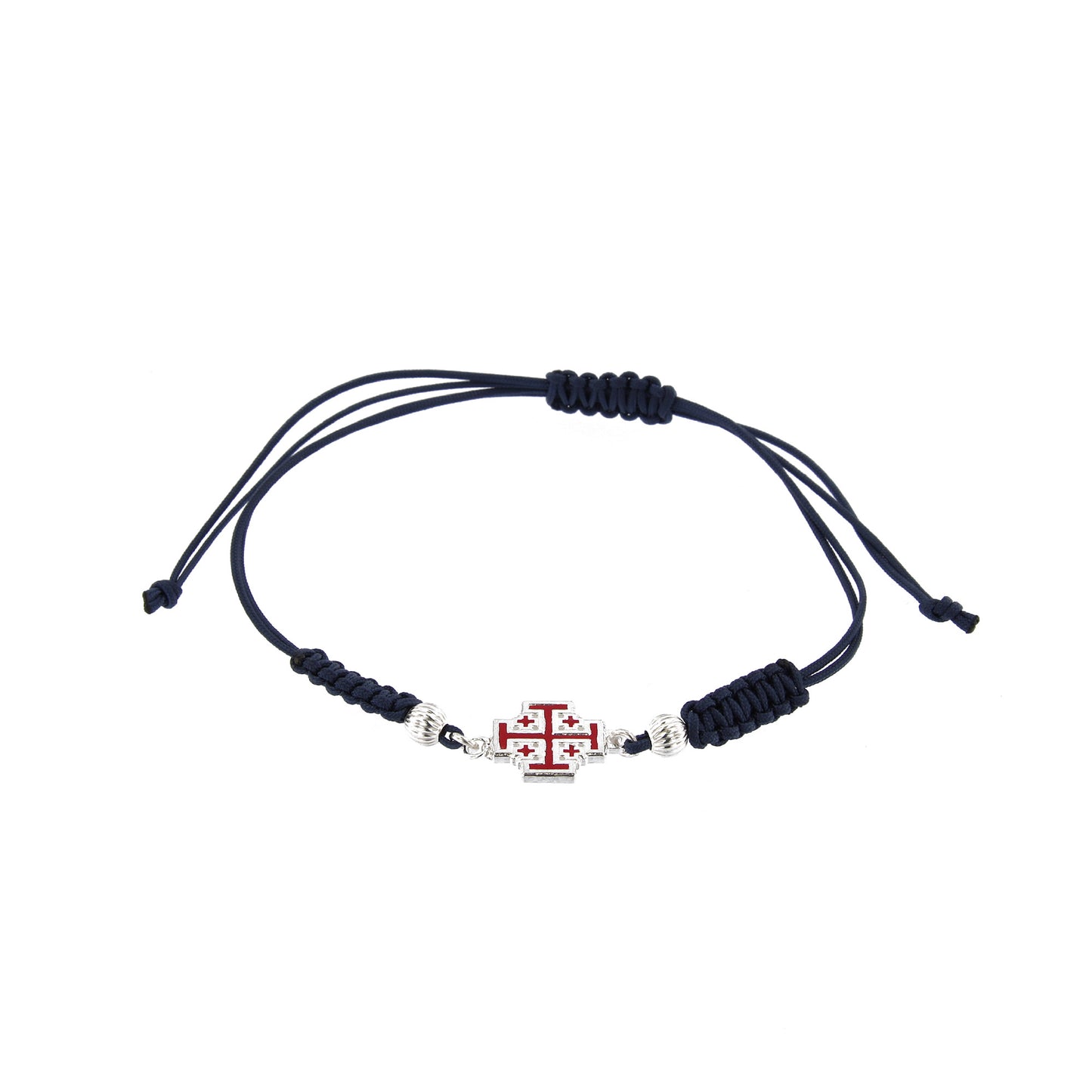 Bracciale in sagola Croce Gerusalemme smaltata in argento 925