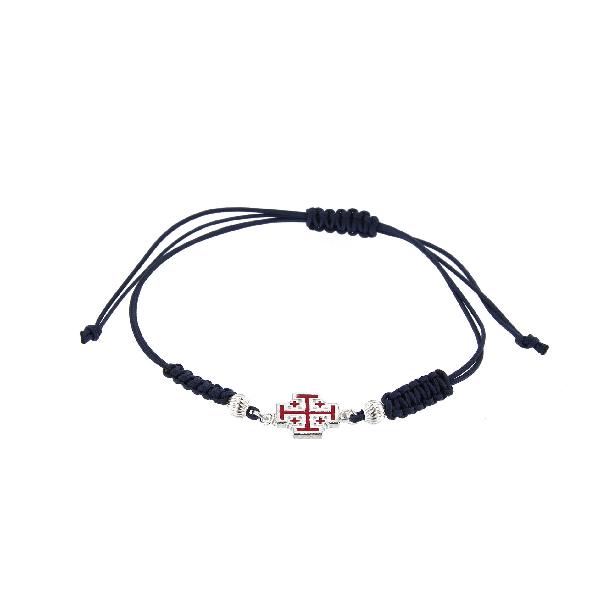 Bracciale in sagola Croce Gerusalemme smaltata in argento 925
