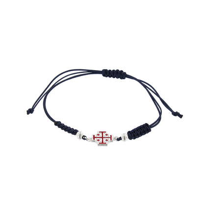 Bracciale in sagola Croce Gerusalemme smaltata in argento 925