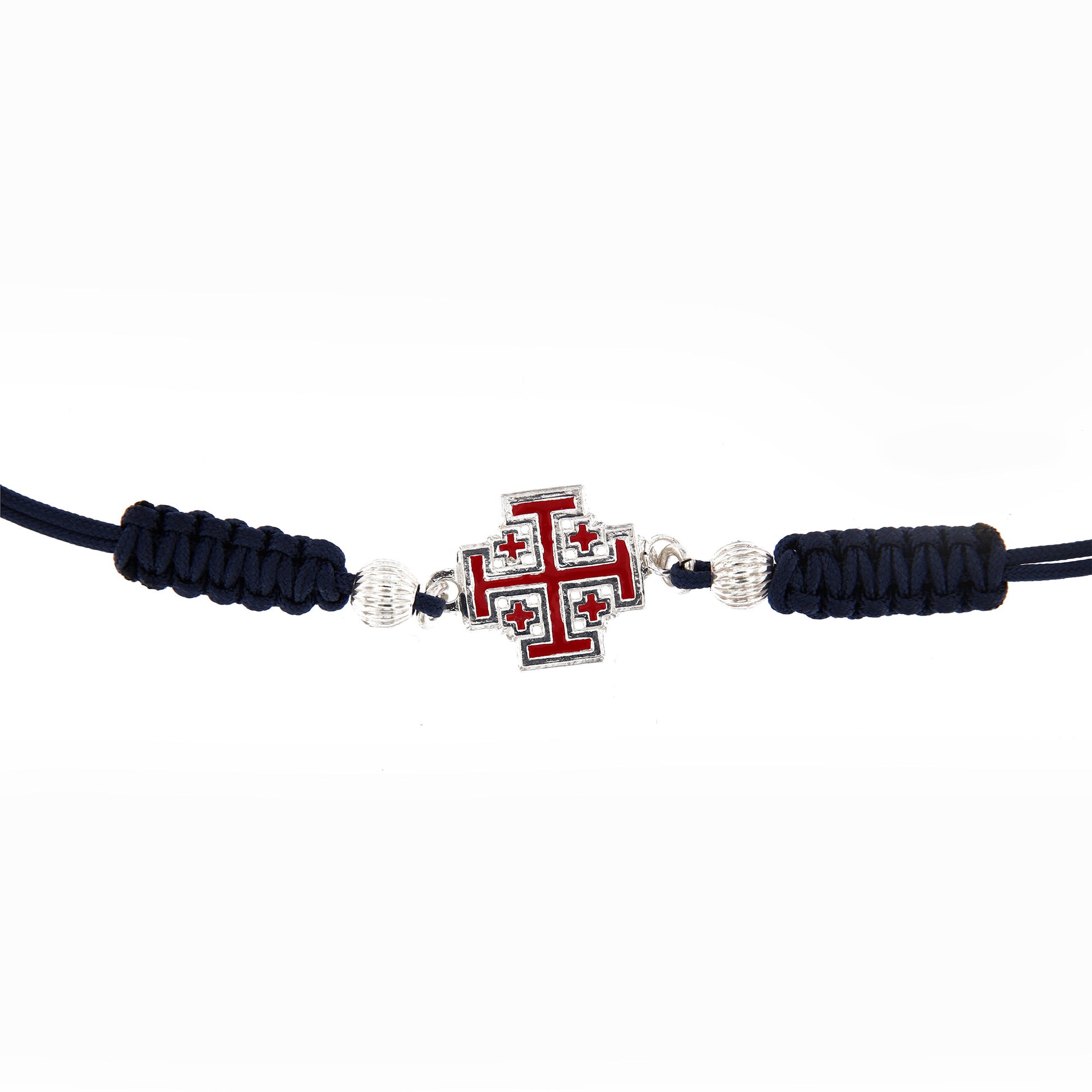 Bracciale in sagola Croce Gerusalemme smaltata in argento 925