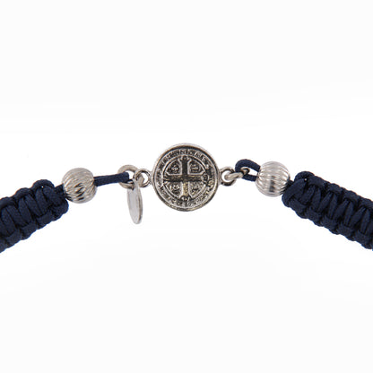 Bracciale in sagola Croce San Benedetto in argento 925