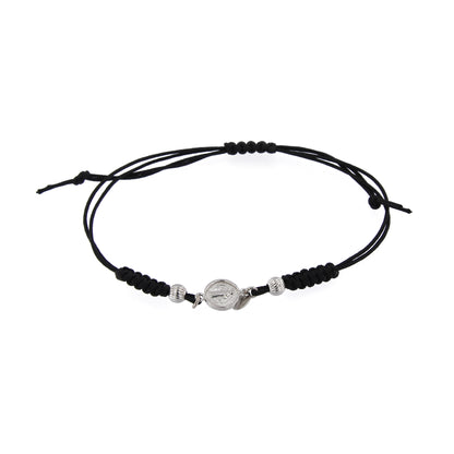 Bracciale in sagola Croce San Benedetto in argento 925