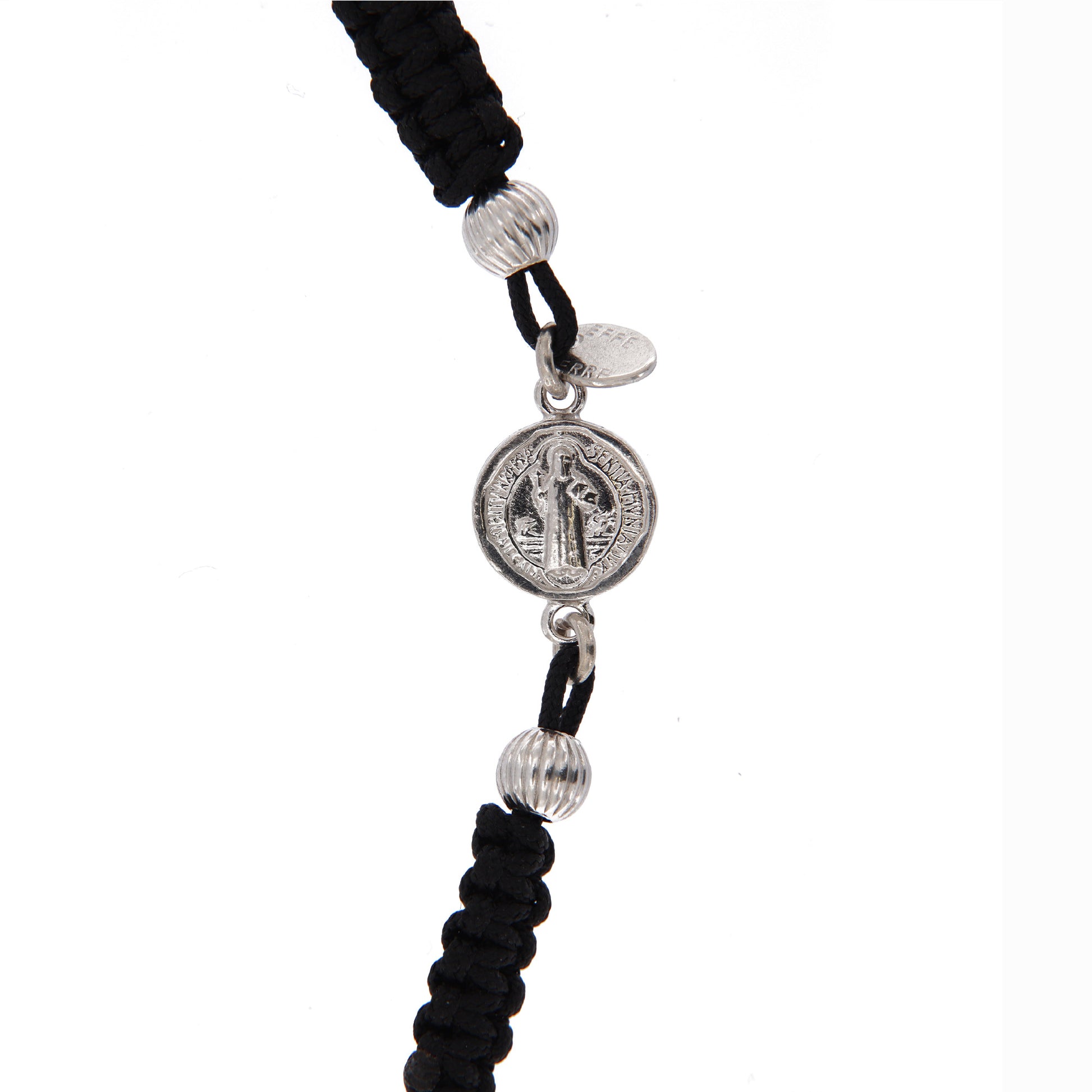 Bracciale in sagola Croce San Benedetto in argento 925