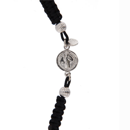 Bracciale in sagola Croce San Benedetto in argento 925