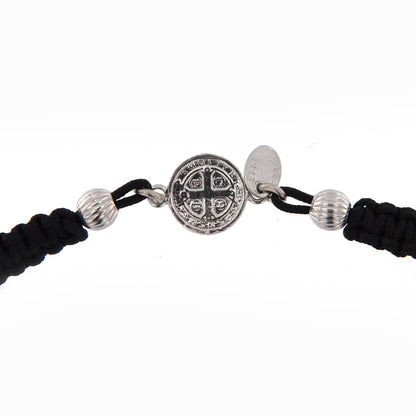 Bracciale in sagola Croce San Benedetto in argento 925