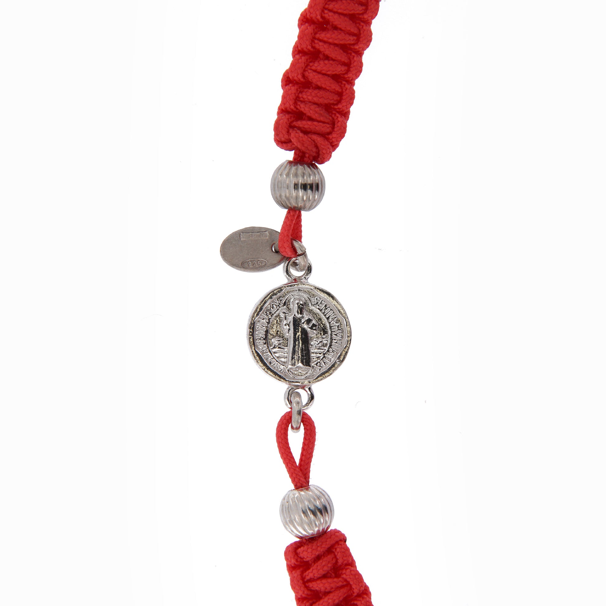 Bracciale in sagola Croce San Benedetto in argento 925