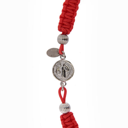 Bracciale in sagola Croce San Benedetto in argento 925