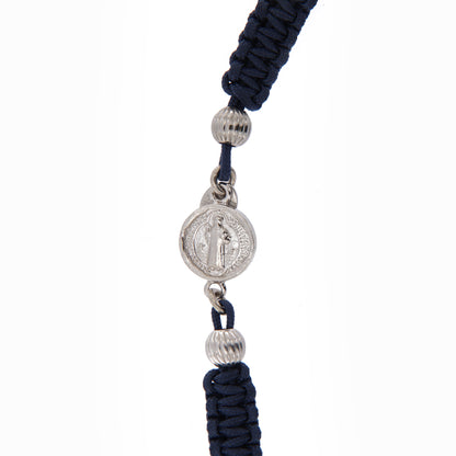 Bracciale in sagola Croce San Benedetto in argento 925