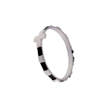 Anello Decina Rosario smaltato nero, argento 925. Misure varie