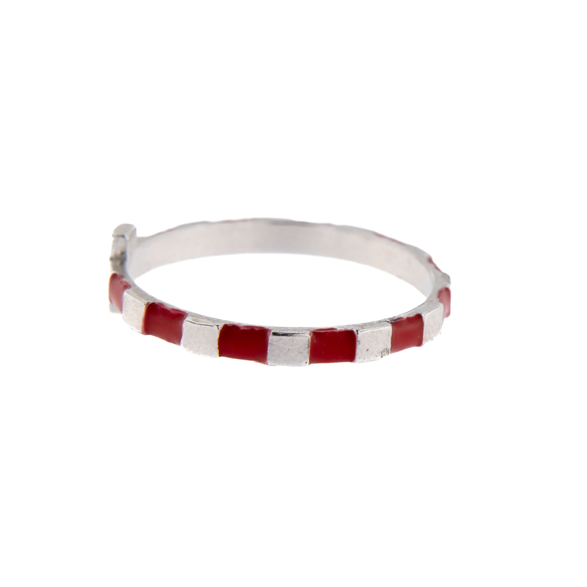 Anello Decina Rosario smaltato rosso, argento 925. Misure varie