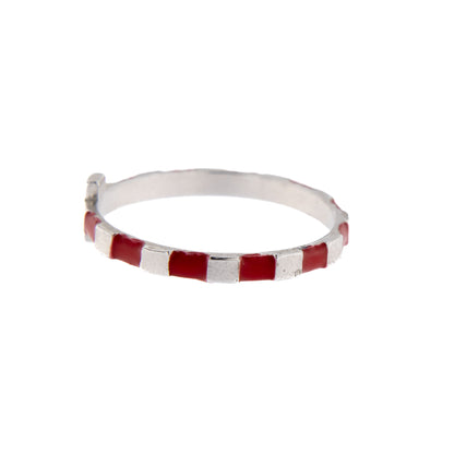 Anello Decina Rosario smaltato rosso, argento 925. Misure varie