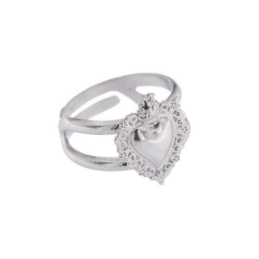 Anello regolabile Cuore Votivo, argento 925