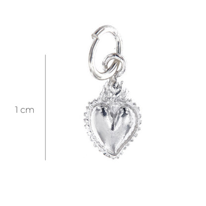 Ciondolo Cuore Votivo, argento 925. Altezza 1 cm