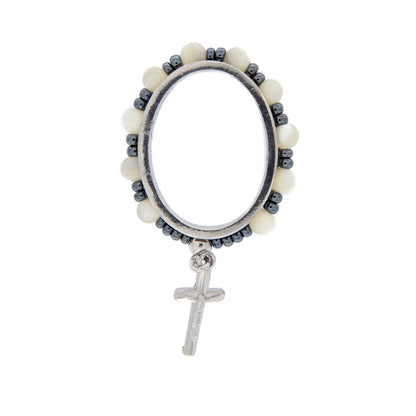 Preghierino in argento 925 rodiato e pietre dure