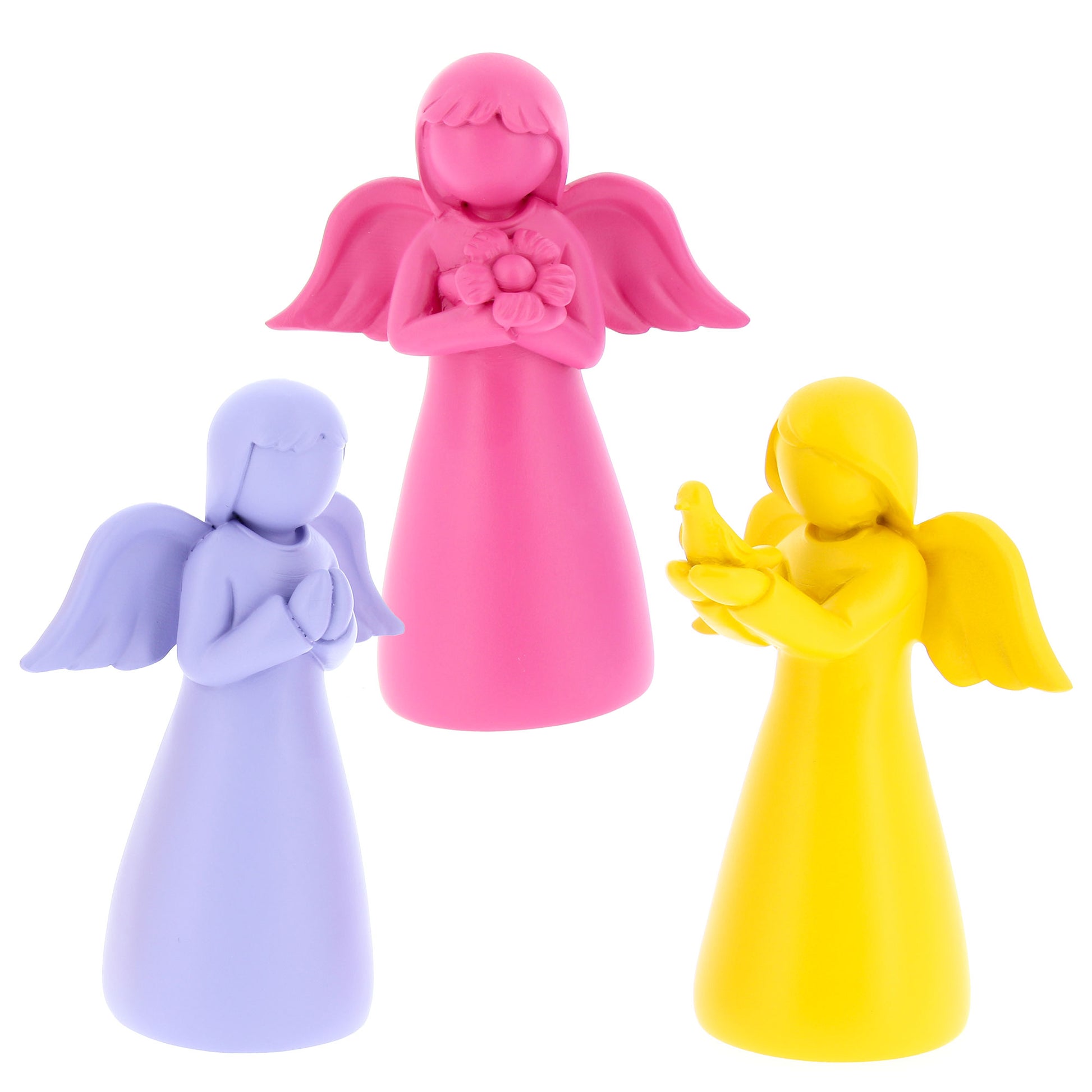 Statua Angelo in resina con colorazione pastello. Altezza 13 cm