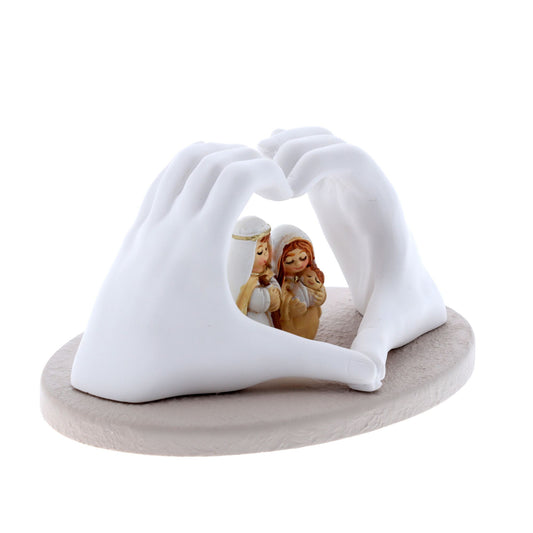 Sacra Famiglia in resina. Altezza 6 cm