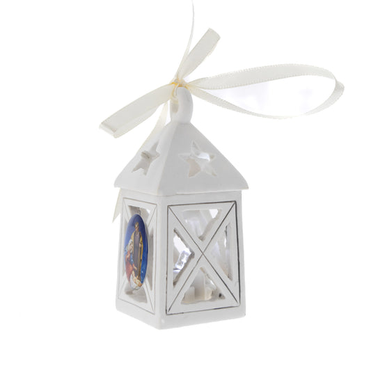 Lanterna in resina con immagini Natività assortite. Dimensioni 10x4,5 cm