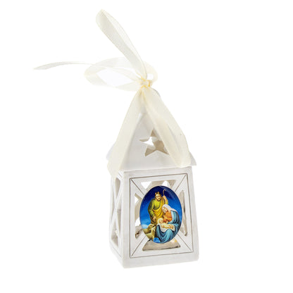 Lanterna in resina con immagini Natività assortite. Dimensioni 10x4,5 cm