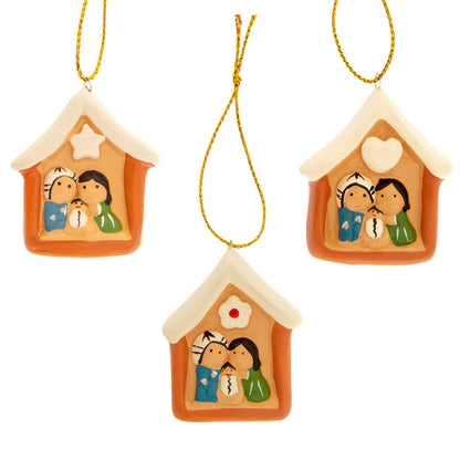 Presepe piccolo in casetta con immagini assortite. Dimensioni 3,8x3,5 cm